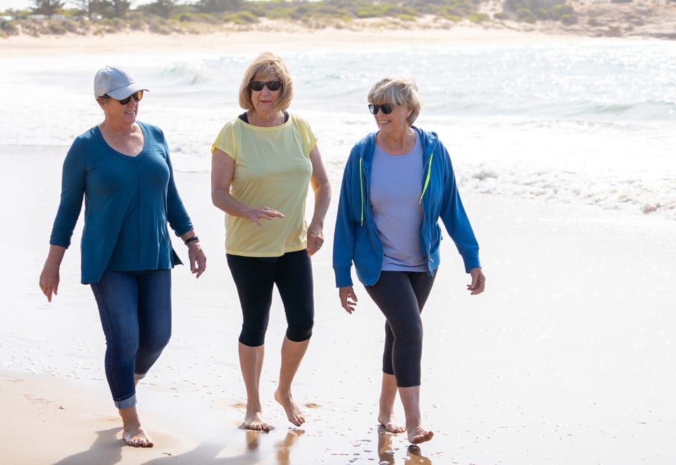 A group of older women getting back into fitness routine
