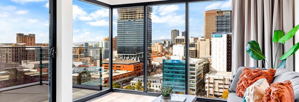 View from an retirement living apartment in Adelaide CBD
