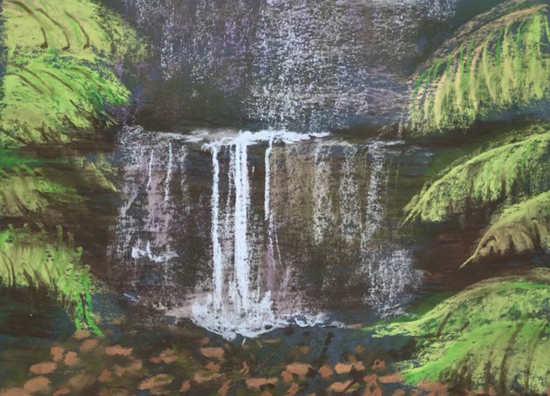 Pastel painting by Bessie Dickens 'Russel Falls