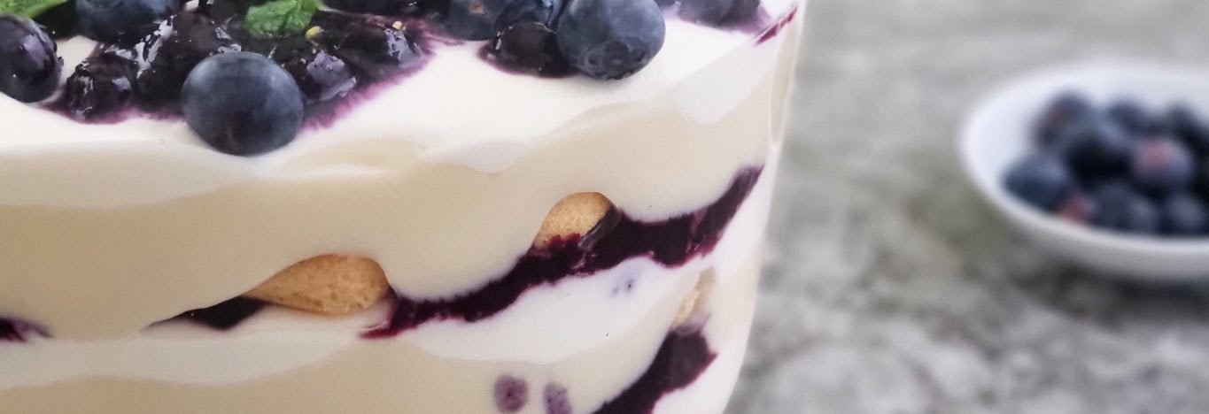 Layered blueberry trifle by Callum Hahn