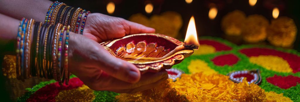 Clay Diya lamp, celebrating Diwali