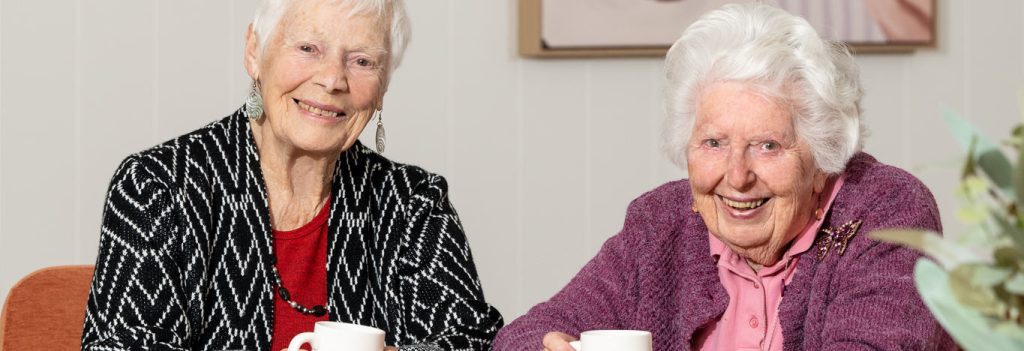 Jean and Rose, life-long friends and neighbours at ACH Group Healthia Residential Care Home.