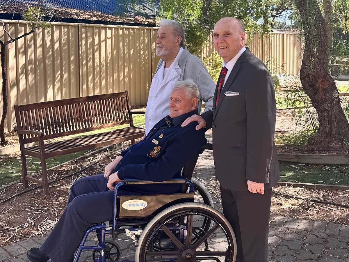 Anzac Day at Highercombe Residential Care Home - Steven, Fred and Samuel.