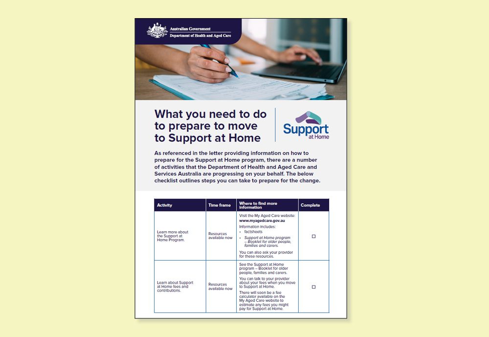 Support at Home Checklist