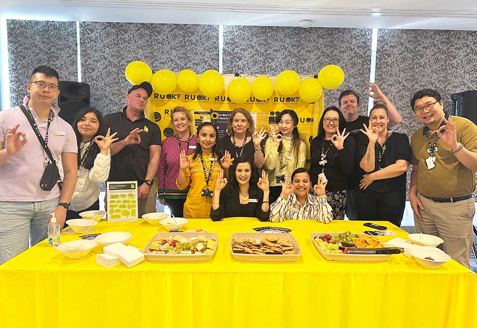 RUOK day celebration at ViTA - staff enjoying a morning tea