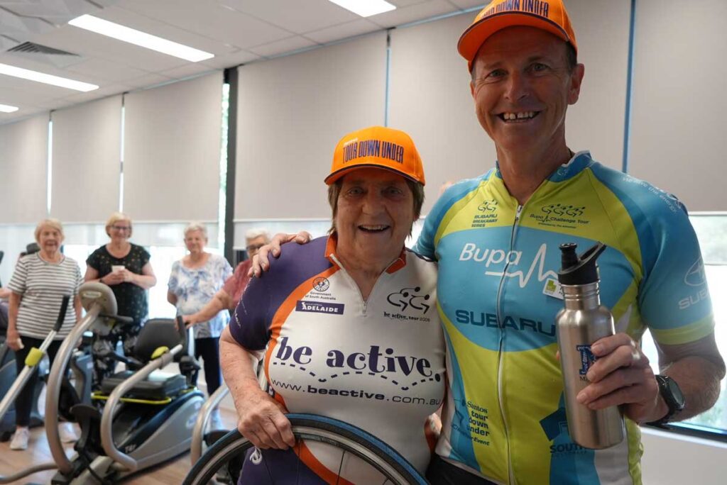 Betty and Mike participating in Cycle Challenge at Health Studio Rostrevor