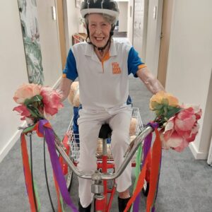 Resident at Highercombe championing the cycling challenge