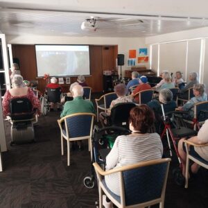 Residents at Highercombe enjoying watching Tour Down Under