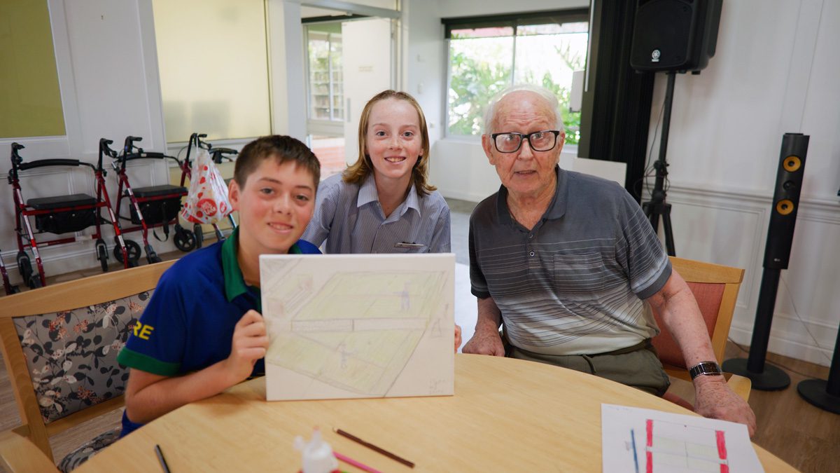 Brian from Kapara and students from St Peter's Woodlands school collaborating on SALA 2026