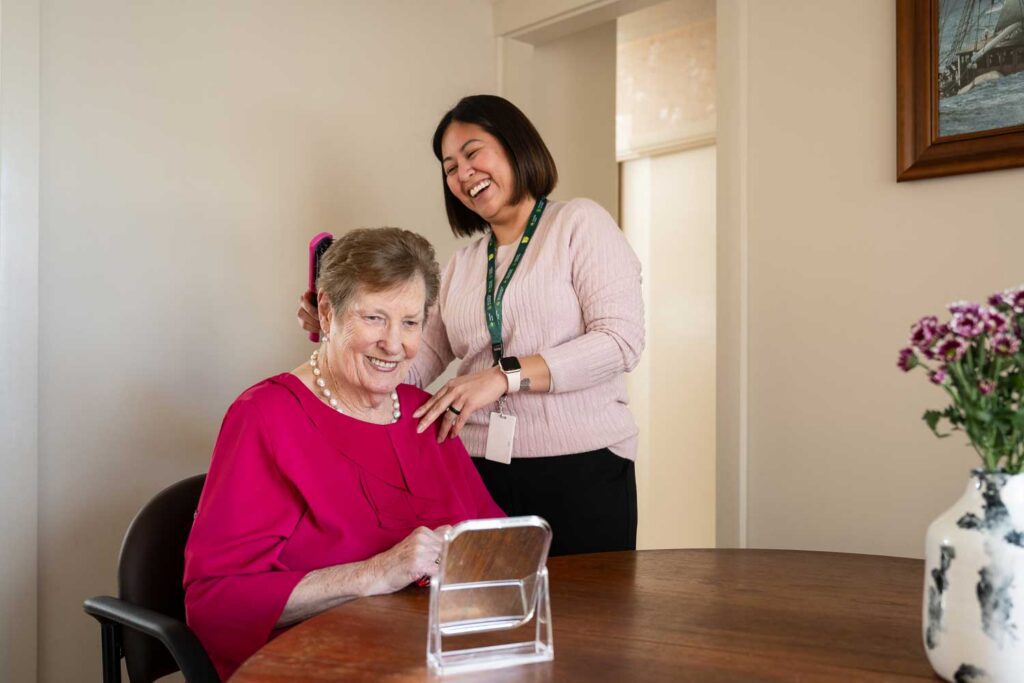 Support Worker Jed is part of a regular ACH Group team supporting Rayleen with a range of services, including personal care.