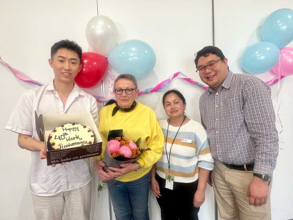 A moment of gratitude for Trish’s contribution over the 40 years of service – Derrick Cong, Trish Cribb, Ann Guatama and Michael Mausisa