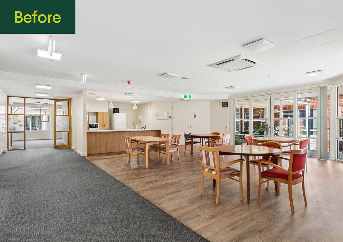 Highercombe - communal space - before refurbishment