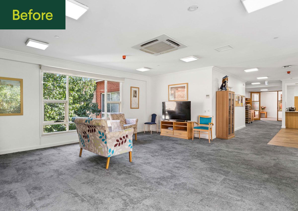 Highercombe - communal space before refurbishment